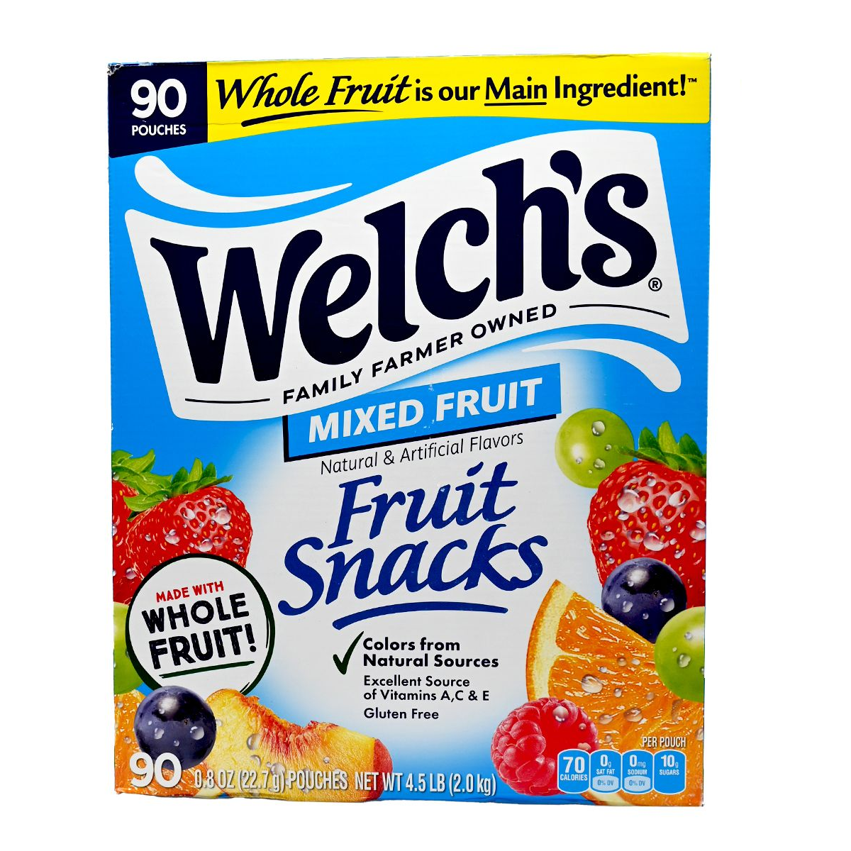 美國 Welch's 純天然果汁多種維他命水果軟糖 (家庭裝 2kg / 90包) 維生素A,C & E的絕佳來源