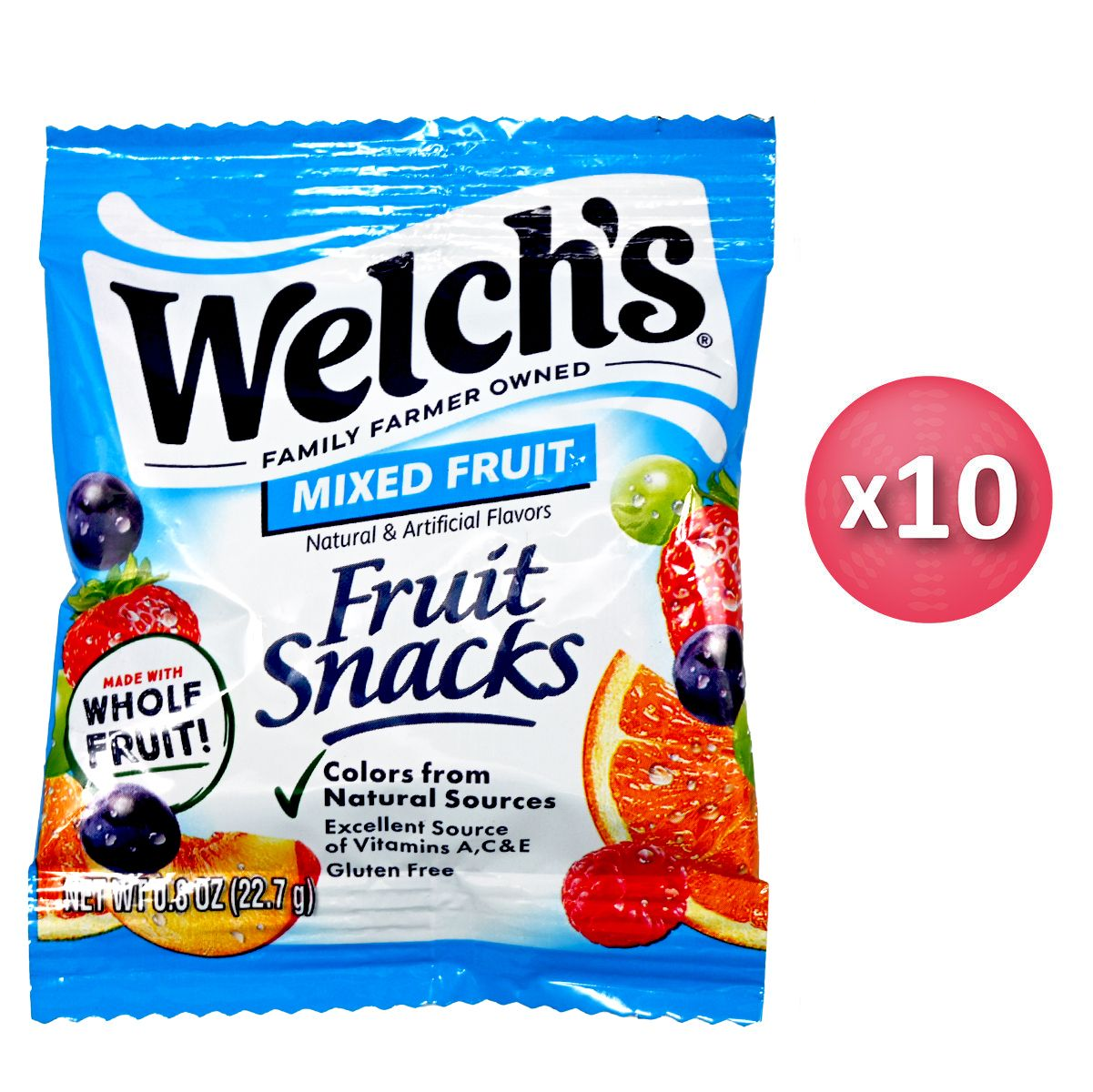 美國 Welch's 純天然果汁多種維他命水果軟糖 (22g x 10包) 維生素A,C & E的絕佳來源