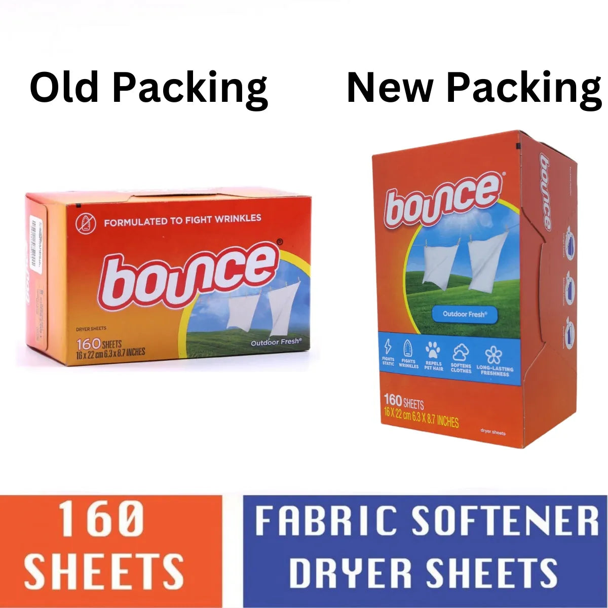 Bounce 5-in-1 Softening Paper (Outdoor Fresh) 160 Sheets