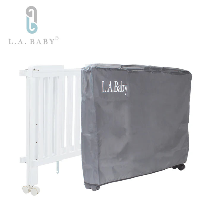 LA Baby Folding Wooden Crib #2100F (Includes Seahorse Mattress) - 3 adjustable height levels, compact storage | 90x60.5x87cm