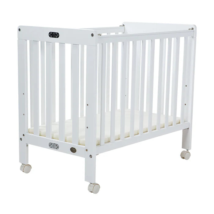 LA Baby Folding Wooden Crib #2100F (Includes Seahorse Mattress) - 3 adjustable height levels, compact storage | 90x60.5x87cm