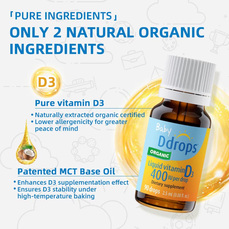 Canadian Baby Ddrops Vitamin D3 drops 2.5ml (400IU 90 drops) Suitable for 0 months and above | Helps strengthen bones and teeth