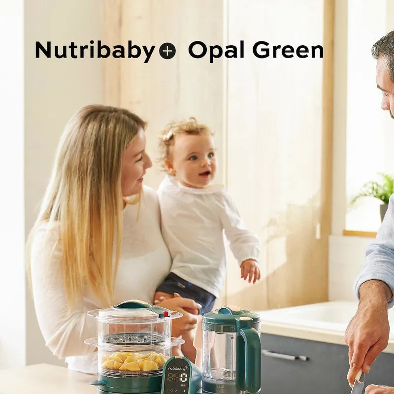 French Babymoov Nutribaby (+) 6-in-1 Steaming and Cooking Food Blender - Emerald Green (Free Gift: Babybols Food Storage Bowl x3) Steaming, blending, thawing, sterilizing bottles and warming milk, heating food