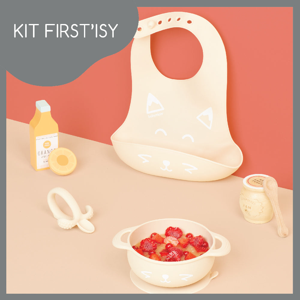 French Babymoov First'Isy Silicone Feeding Set 3 pieces (bib/bowl/spoon) Suitable for 6 months and above