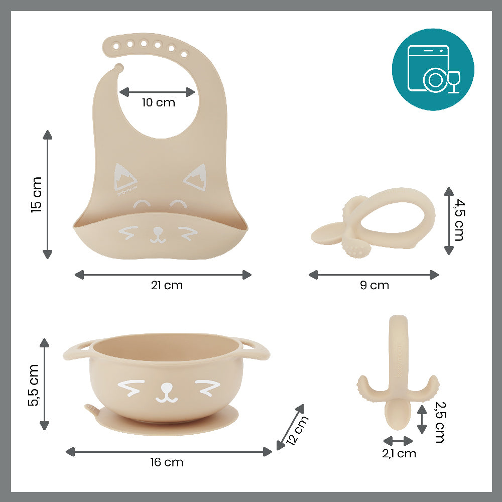 French Babymoov First'Isy Silicone Feeding Set 3 pieces (bib/bowl/spoon) Suitable for 6 months and above