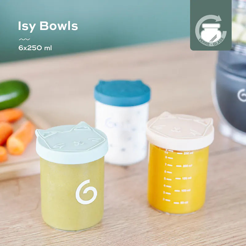 法国Babymoov Babybols 玻璃食物储存罐(250ml x 6) 由可回收的硼矽酸盐玻璃制成, 比普通玻璃强度高2到3倍