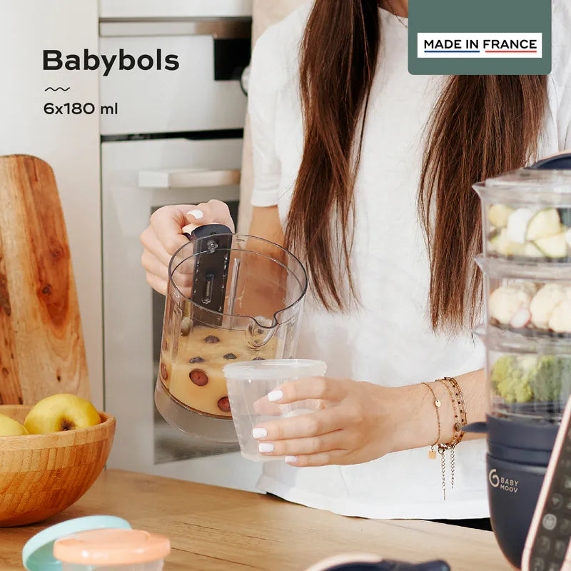 法國 Babymoov Babybols 密封食物儲存碗 - M碼 (180ml X 6) 法國製造 | 非常適合保存、儲存和加熱嬰兒食物