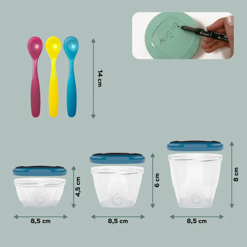 法國 Babymoov Babybols 密封食物儲存碗套裝 (法國製造) 非常適合保存、儲存和加熱嬰兒食物)