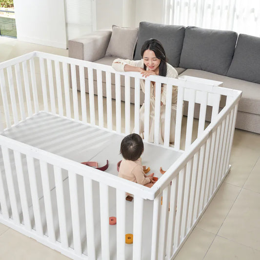 韩国Caraz Perfect Wide 游戏围栏- 温暖米(208x148x70cm | 韩国制造)