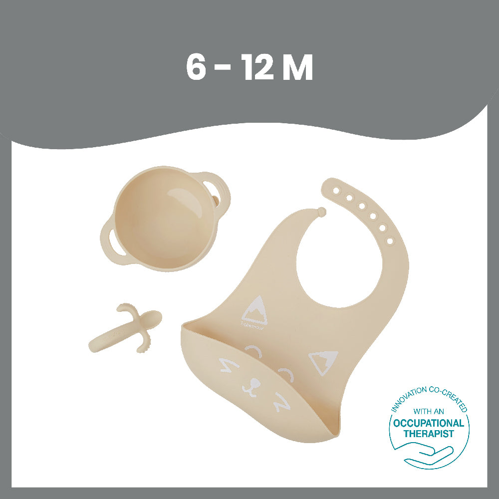 French Babymoov First'Isy Silicone Feeding Set 3 pieces (bib/bowl/spoon) Suitable for 6 months and above
