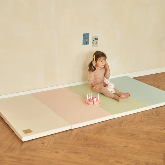 韩国Caraz 加厚折叠地垫(S4) - 雾粉色+ 温暖米| 200 X 100 X 4cm | 韩国制造