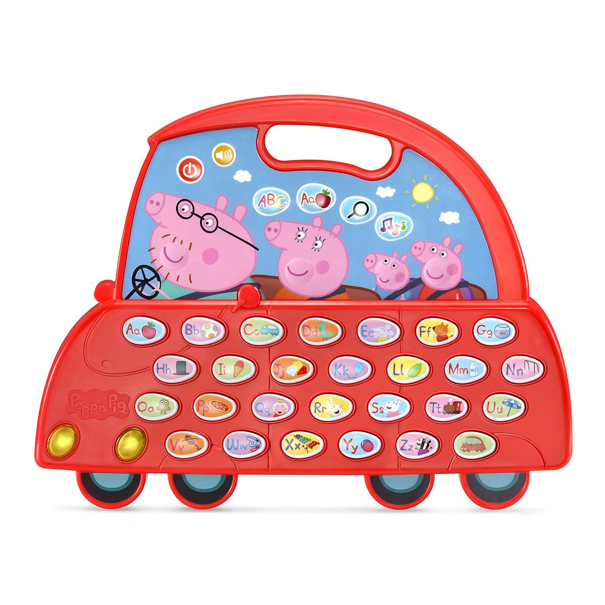 VTech Peppa Pig 小豬佩奇字母表汽車 (適合2-5歲) 汽車上易於抓握的提手,方便外出攜帶