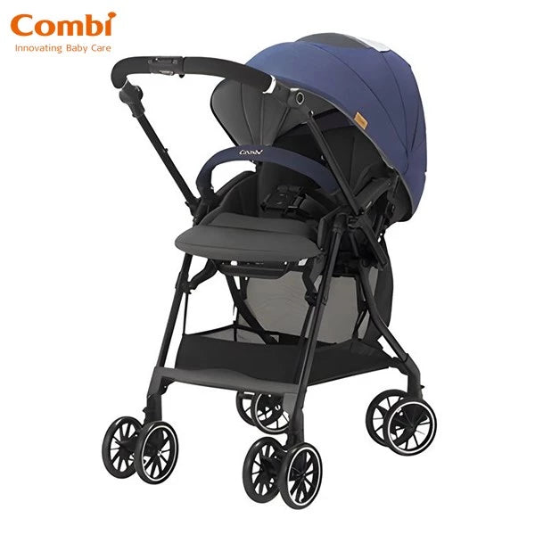 日本 Combi Sugocal Alpha Compact 全自動四輪轉向嬰兒手推車 (深藍) 適合1-48個月 | 輕量5.3kg| 自動4輪轉向設計