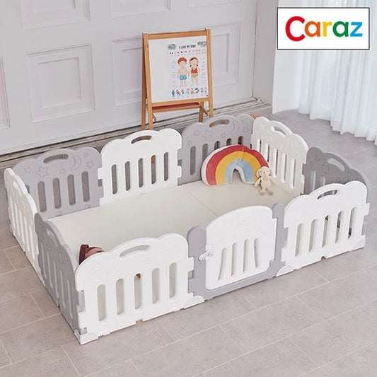 韩国Caraz 9+1 Kibel 游戏围栏连地垫套装(10片装) 尺寸:221 X 148 X 60CM | 韩国制造