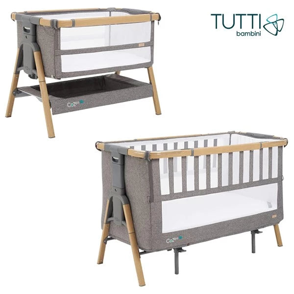 英國 Tutti Bambini Cozee XL 床邊嬰兒床和嬰兒床 - 橡木/木炭色 (適合0至2歲)