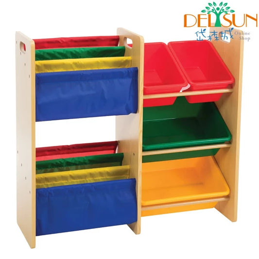 台灣 Delsun 四格玩具書報收納架 - 繽紛彩虹 (台灣製造)