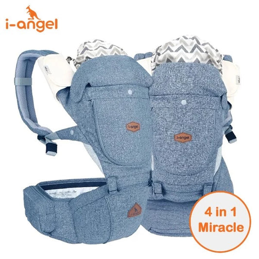 韓國 I-Angel 4合1 New Miracle 四季型腰櫈揹帶 (防水系列) - 淺藍 (適合1個月或以上)