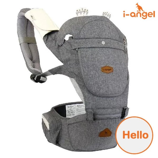 韓國 I-Angel Hello 2合1 四季型腰櫈揹帶 (防水系列) - 淺灰 (適合3個月或以上) 韓國製造