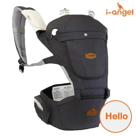 韓國 I-Angel Hello 2合1 四季型腰櫈揹帶 (防水系列) - 炭灰 (適合3個月或以上) 韓國製造