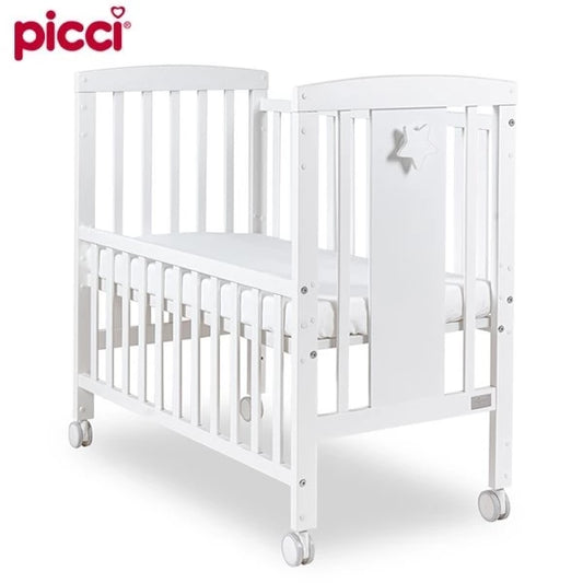 意大利 Picci Lella 嬰兒細木床 (附原裝床褥) L95xW52.5cm | 3段高度可調節