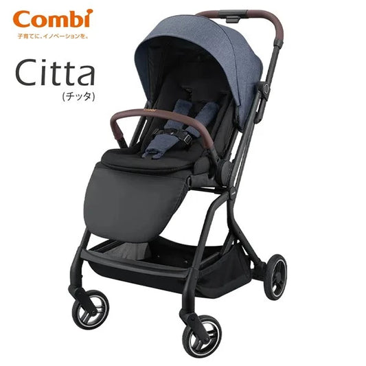 日本 Combi Citta 自動收摺輕量雙向BB手推車 (Navy Blue) 適合1至48個月 | 雙向型一秒自動收車