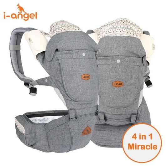 韓國 I-Angel 4合1 New Miracle 四季型腰櫈揹帶 (防水系列) - 淺灰色 (適合1個月或以上)