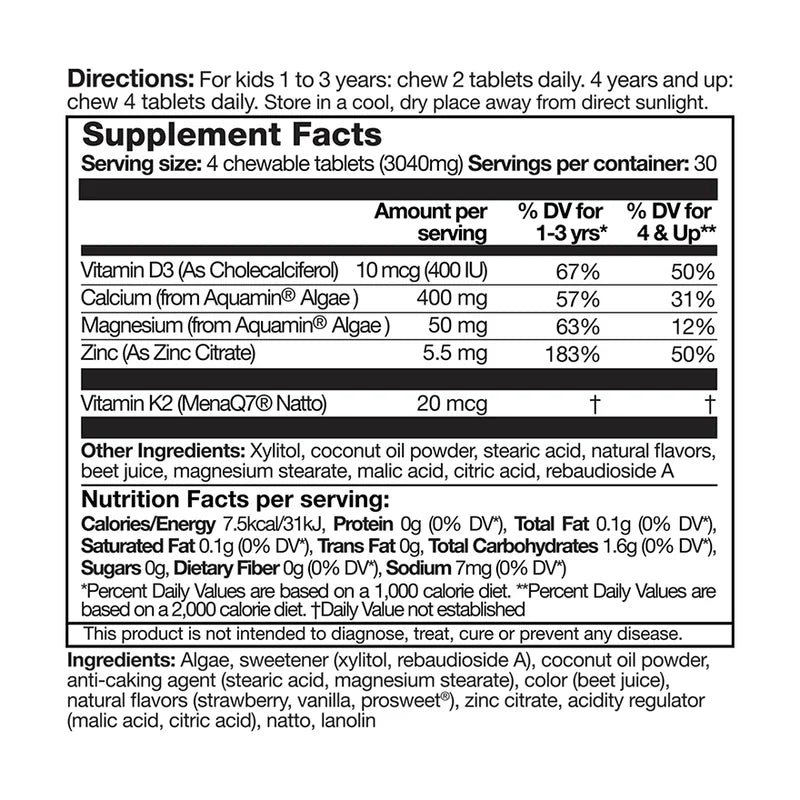 LIFE NUTRITION Children's Calcium 120 Tablets (Strengthen bones, promote growth) Hong Kong licensed product
