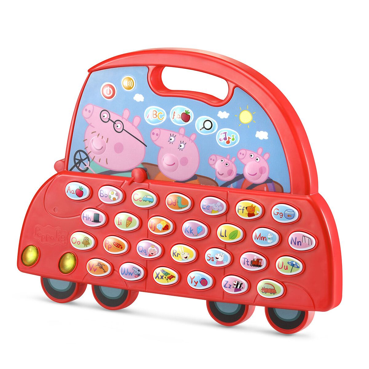 VTech Peppa Pig 小豬佩奇字母表汽車 (適合2-5歲) 汽車上易於抓握的提手,方便外出攜帶