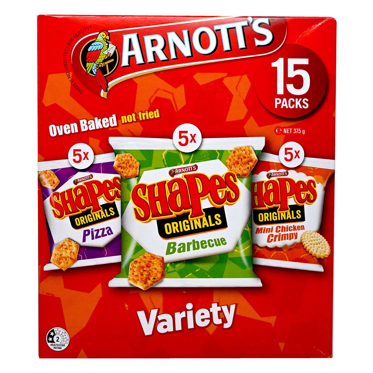 澳洲 Arnott's Shapes 餅乾 375g (多種口味裝 x 15包) 不含人工色素或防腐劑 | 烤箱烘焙,非油炸
