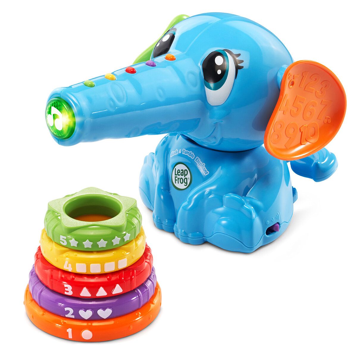Leap Frog 拋圈學習小象 (適合6-24個月) 堆疊彩虹圈以了解顏色、數字和形狀