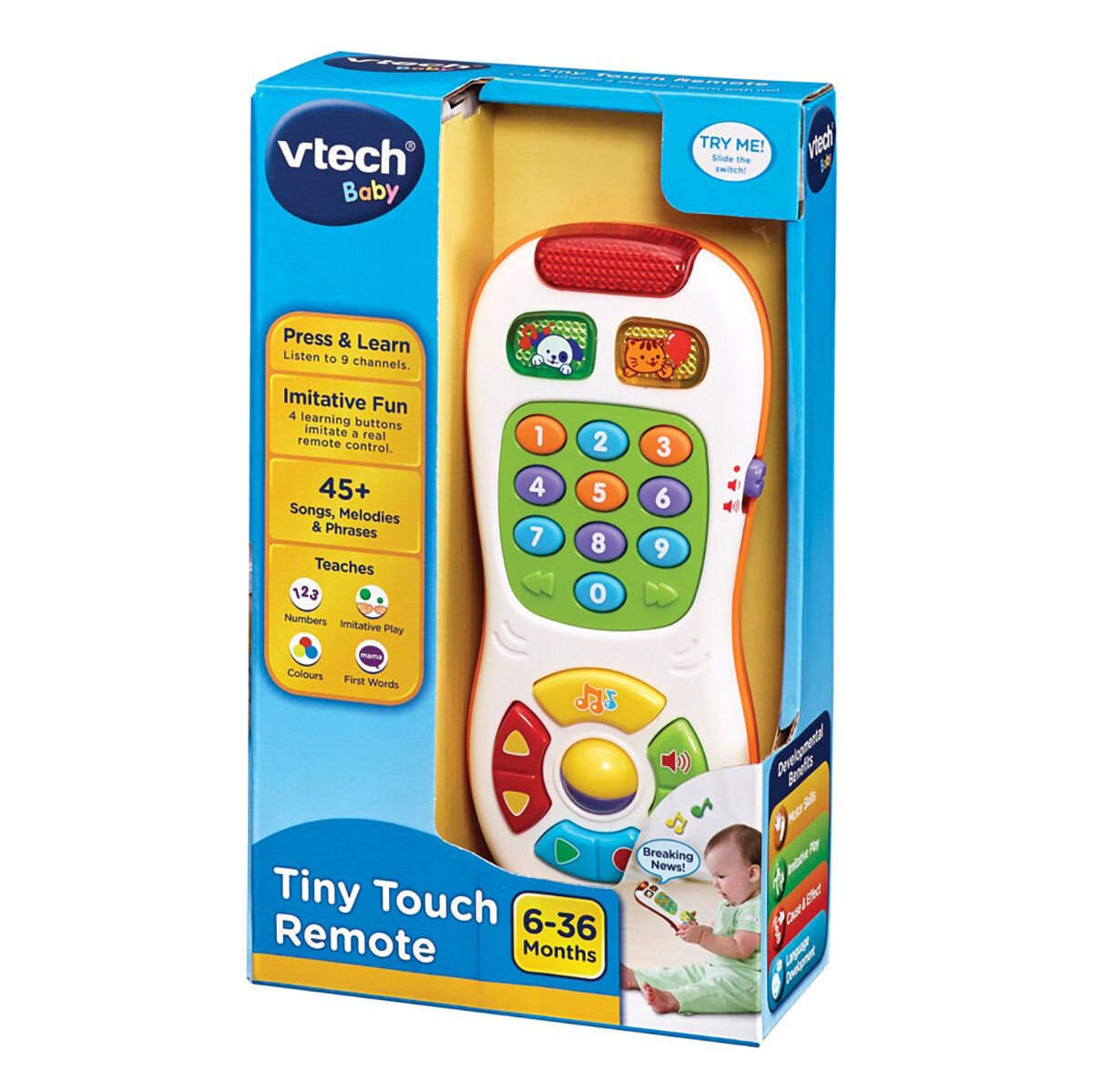 VTech Baby 繽紛音樂搖控器 (適合6-36個月) 適合小手:寶寶可以學習如何改變頻道和音量