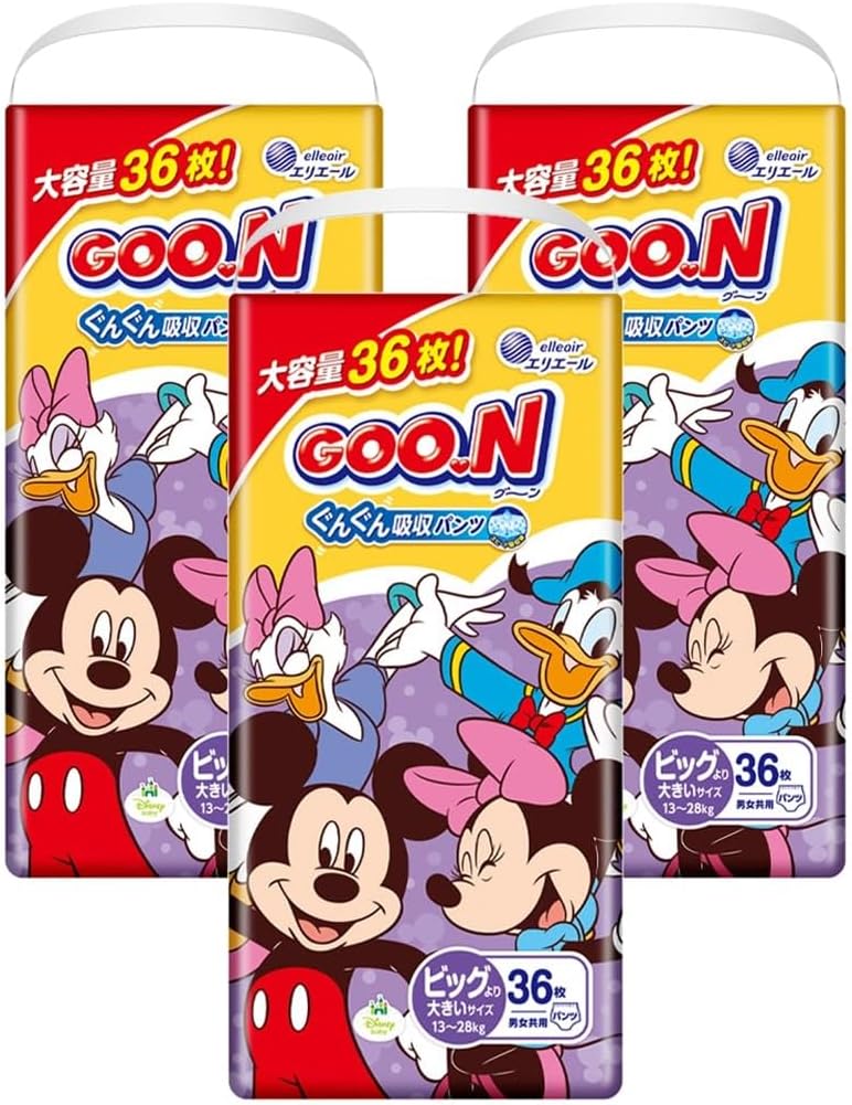 Goon 大王 學習褲 雙加大碼 XXL 36片 ⭐日本限定 DISNEY JUMBO版+增量 34+2枚⭐ 13 - 28kgs | 原箱優惠x3包裝, 低至$97/包($2.69/片) - RB Baby 嬰幼兒用品店