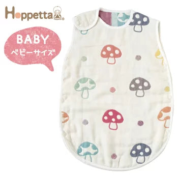 日本 FICELLE HOPPETTA 六重紗 蘑菇 防踢背心 / 睡袋 (日本製・綿100% | 夏涼しく冬暖)