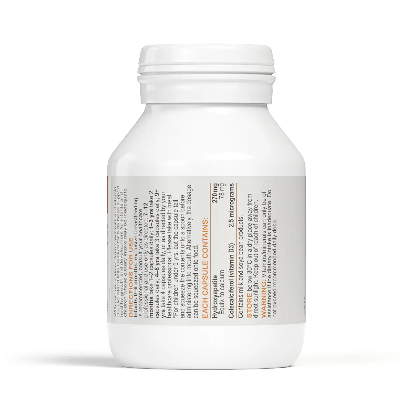 Australian BioIsland Natural Milk Calcium Soft Capsules for Infants and Young Children 90 capsules