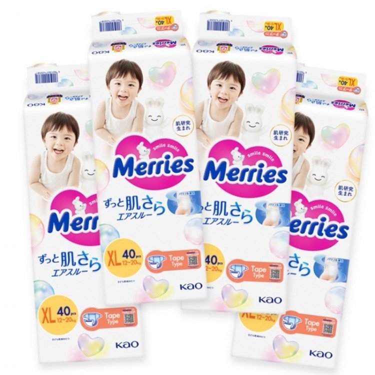 Merries 花王 尿片 加大碼 XL 40片 (標準版) 12 - 20kgs | 日本原箱優惠x4包裝, 低至$125/包($3.13/片) - RB Baby 嬰幼兒用品店