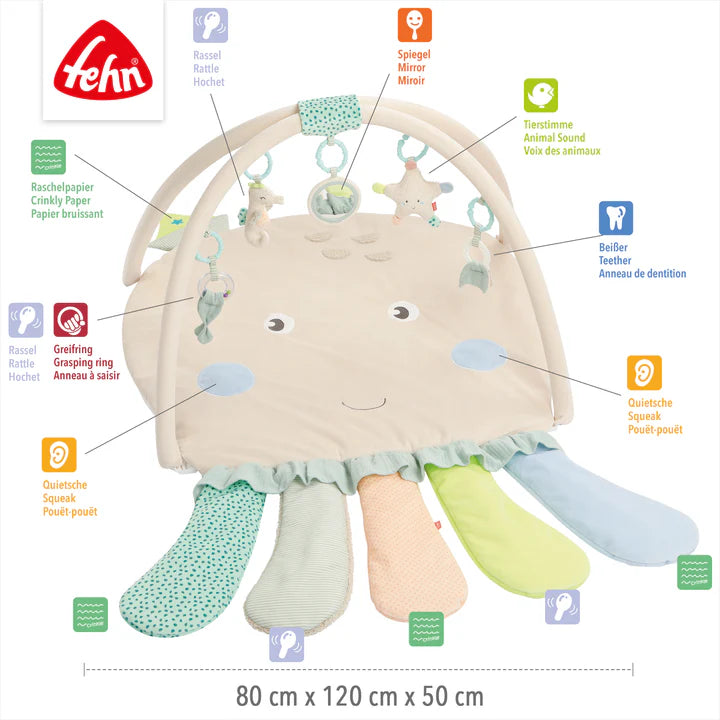 德國 Fehn SEA CHILDREN 多功能嬰兒遊戲墊 - 八爪魚 (附 5 款可拆海洋主題玩具) 🎁百日宴/ BB Shower 送禮首選！
