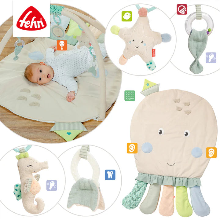 德國 Fehn SEA CHILDREN 多功能嬰兒遊戲墊 - 八爪魚 (附 5 款可拆海洋主題玩具) 🎁百日宴/ BB Shower 送禮首選！