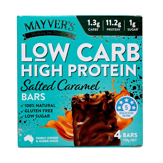 澳洲 Mayver's 低碳水化合物 高蛋白 海鹽焦糖能量棒 128g (4條) 100%天然