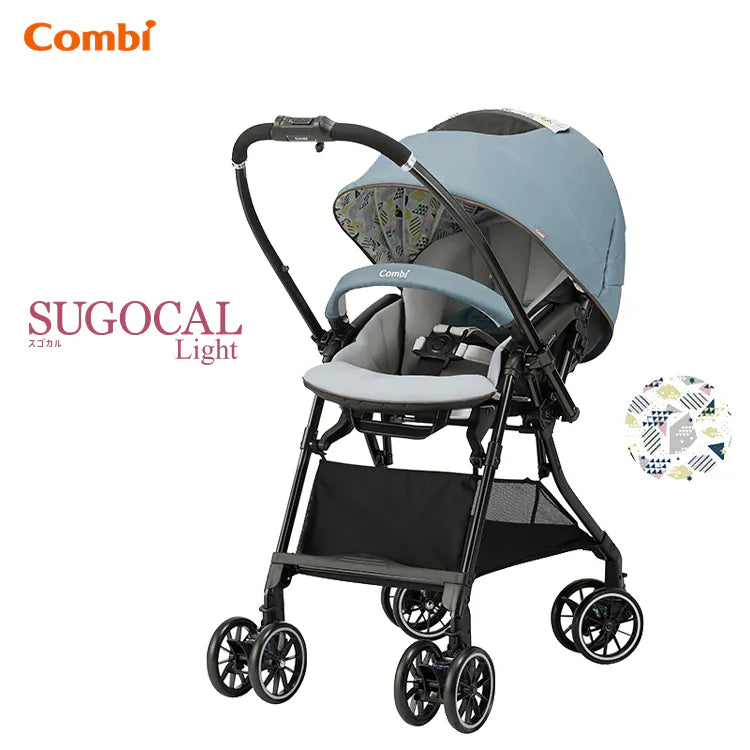 Combi Sugocal Light Automatic Four-Wheel Stroller (Sky Blue) for ages 0 to 3 | Only 4.7kg