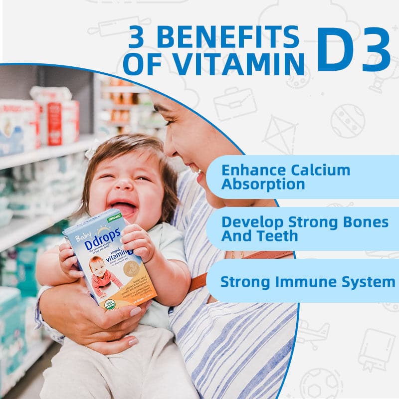 Canadian Baby Ddrops Vitamin D3 drops 2.5ml (400IU 90 drops) Suitable for 0 months and above | Helps strengthen bones and teeth