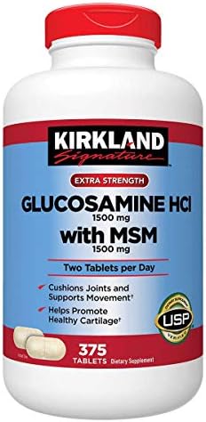 Kirkland Signature Glucosamine Chondroitin 375 Tablets (MSM 1500mg+ Joint Health Supplement)