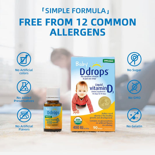 Canadian Baby Ddrops Vitamin D3 drops 2.5ml (400IU 90 drops) Suitable for 0 months and above | Helps strengthen bones and teeth