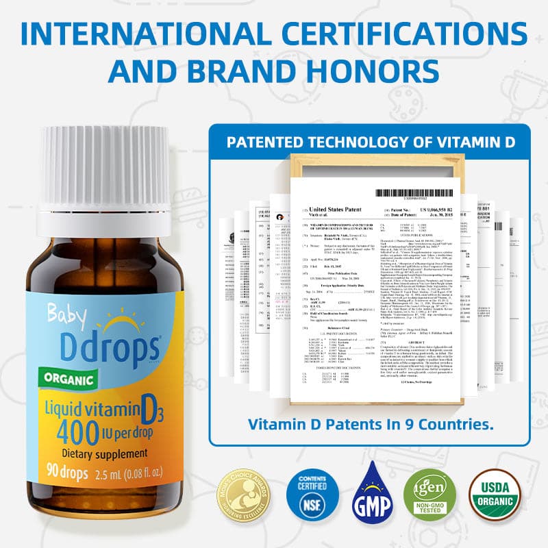 Canadian Baby Ddrops Vitamin D3 drops 2.5ml (400IU 90 drops) Suitable for 0 months and above | Helps strengthen bones and teeth