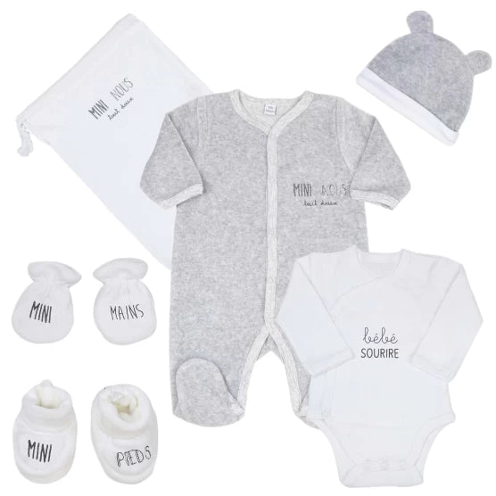 法國 Trois Kilos Sept 初生嬰兒 6 件套裝禮盒 (灰色) 🎁Baby Shower 送禮暖心首選！