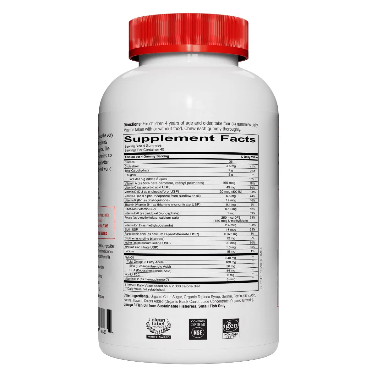 SmartyPants Vitamins Kids Multivitamin + Omega 3 (180 gummies) in 3 delicious flavors: Lemon, Orange and Strawberry Banana