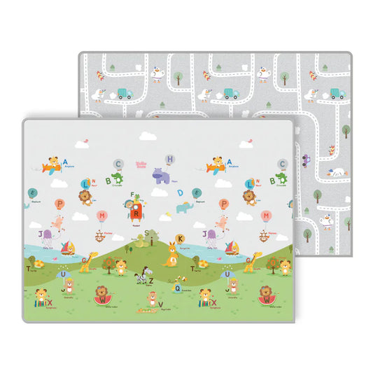 韓國 Parklon Prime Living 雙面包邊地墊 - Alphabet + Downtown Duck (150 X 200cm) 韓國製造