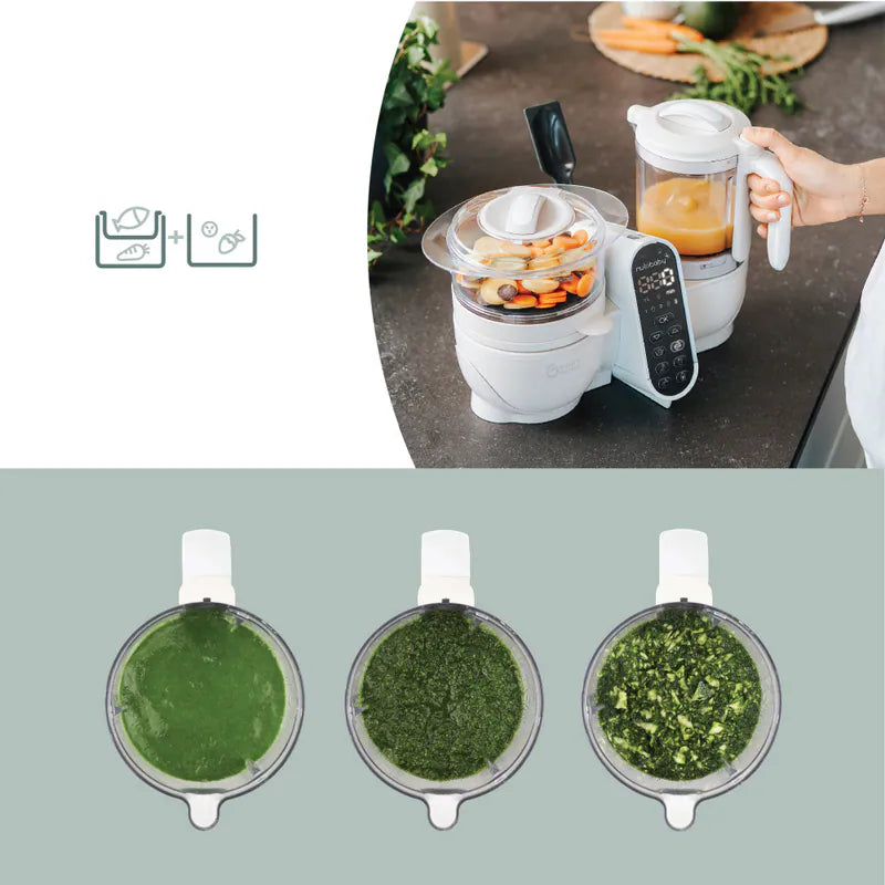 法国Babymoov Nutribaby(+) 6合1 蒸煮食物搅拌调理机- 粉嫩米(赠品：Babybols食物储存碗x3) 蒸煮、搅拌、解冻、奶瓶消毒及暖奶、加热食物