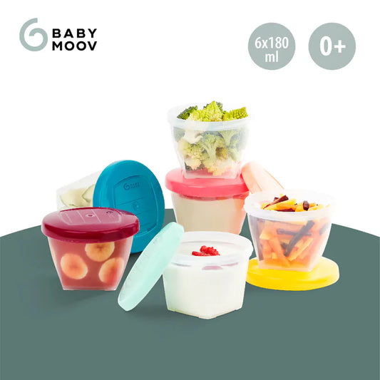 法国Babymoov Babybols 密封食物储存碗- M码(180ml X 6) 法国制造| 非常适合保存、储存和加热婴儿食物