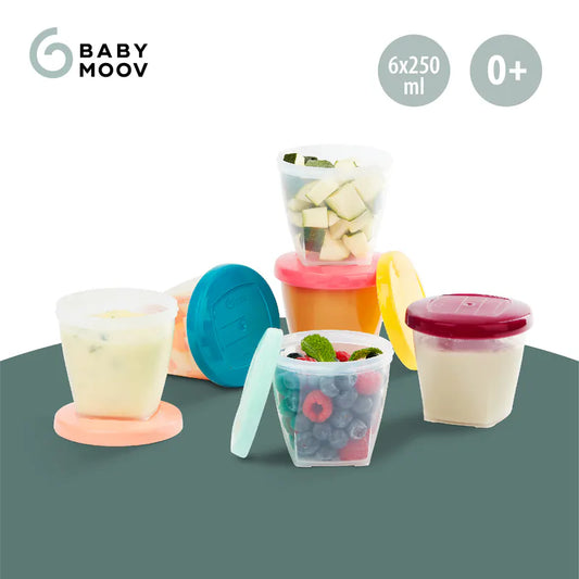 法国Babymoov Babybols 密封食物储存碗– L码(250ml x 6个) 法国制造| 非常适合保存、储存和加热婴儿食物