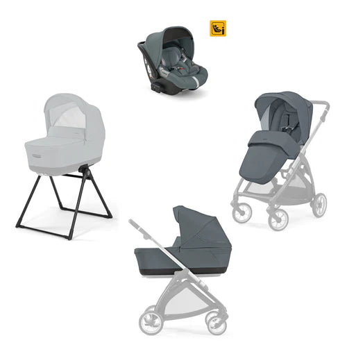 意大利 Inglesina ELECTA SYSTEM QUATTRO DARWIN 三合一嬰兒手推車套裝 (提籃+手推車+汽車座椅) UNION GREY 灰 | 意大利製造